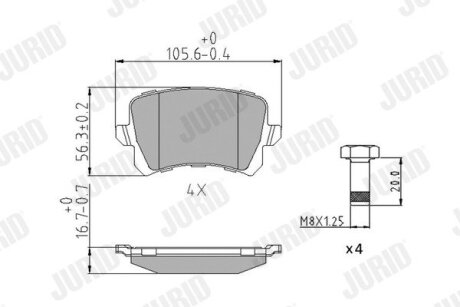 VW гальмівні колодки задн. Audi A3 03-Golf V, Caddy III, TouranSkoda Octavia Jurid 573667J