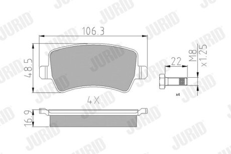 FORD гальмівні колодки задн. Galaxy 06-, Volvo S80, V70 Jurid 573748J (фото 1)