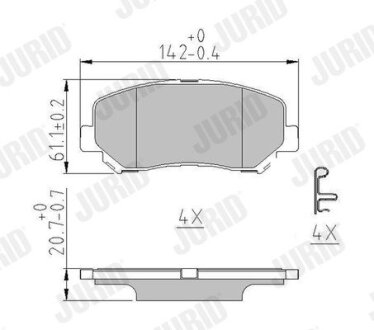 JEEP К-т передн. торми. колодок Cherokee 13- Jurid 573787J