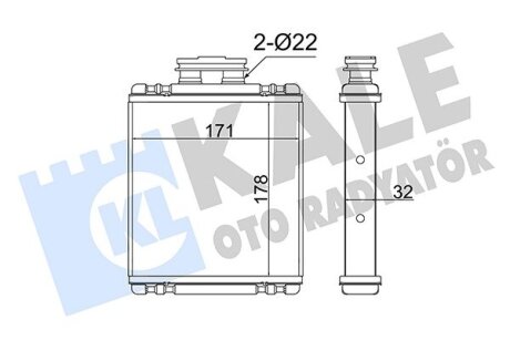 VW Радіатор опалення Audi A1, Polo, Skoda Fabia III, Rapid, Seat 14- Kale 355245