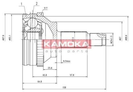 К-т шарнiрний привiдного валу KAMOKA 7088