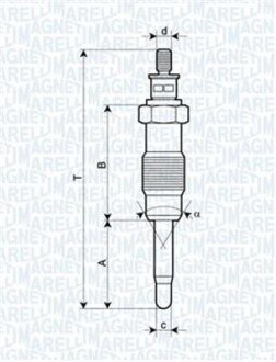 Свічка розжарювання BRAVO/A,PUNTO,LANCIA, ALFA,MAREA [] MAGNETI MARELLI 062500300304