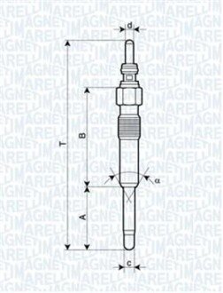 Свічка розжарювання ALFA FORD OPEL ROVER, VW T5 MAGNETI MARELLI 062900006304 (фото 1)