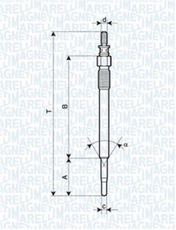 Свічка розжарювання CITROEN C1,C2,C3,C4,C5,XSARA FORD FIESTA V,FUSION,FOCUS II MAZDA 2 PEUGEOT 107,206,307,407,1007 [] MAGNETI MARELLI 062900022304 (фото 1)