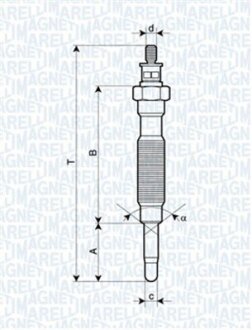 Свічка розжарювання HYUNDAI 2,5 MITSUBISHI 2,3/2,5 NISSAN 2,3/2,5 MAGNETI MARELLI 062900072304