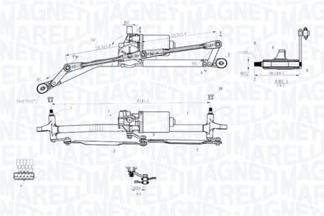 Трапеція склоочисника з двигуном FIAT PUNTO II 03- MAGNETI MARELLI 064012005011