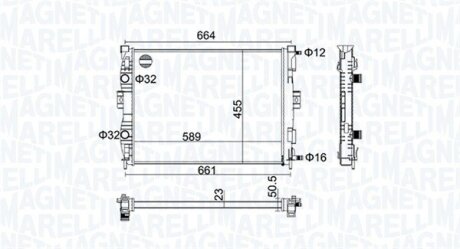 RENAULT Радіатор охолодження двиг. MEGANE II 1.4-1.6 02-, SCENIC II 1.6 03- MAGNETI MARELLI 350213160600