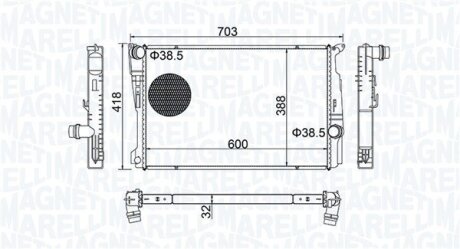 BMW Радіатор сист. охолодження двиг. X3 (F25) 10- MAGNETI MARELLI 350213209100 (фото 1)