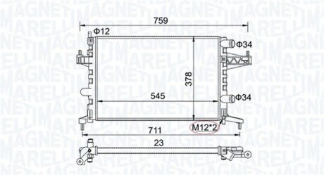 Радіатор OPEL CORSA C (F08, F68) 1,0 00-09-01 - MAGNETI MARELLI 350213829000