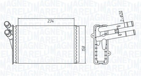 VW радіатор пічки Passat 96- AUDI 80/A4 MAGNETI MARELLI 350218409000