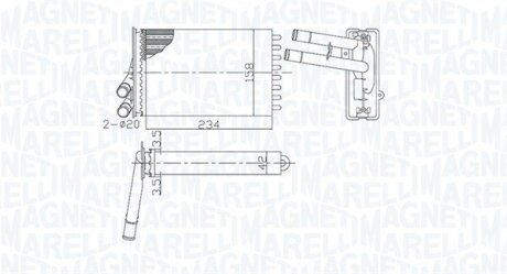 AUDI Радіатор опалення 80 B4 Avant RS2 quattro 94-, A4 B5 1.6 94-, 1.9 95- MAGNETI MARELLI 350218462000