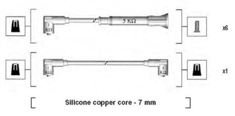 К-т високовольтних проводів (7шт.) BMW 320/323/520 87- MAGNETI MARELLI 941075040546