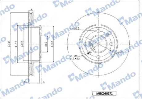 Диск гальмівний MANDO MBC030171