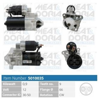 MEATDORIA RENAULT Стартер GRAND SCENIC II (JM0/1) 2.0 04-09, LAGUNA II (BG0/1) 1.8 16V 01-05 MEAT&DORIA 5010035