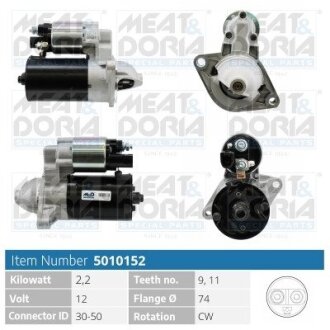 MEATDORIA TOYOTA Стартер AVENSIS 1.6 VVT-i 00-03 MEAT&DORIA 5010152