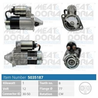 MEATDORIA MITSUBISHI Стартер LANCER VII (CS_A, CT_A) 1.3 03-13, PAJERO PININ I (H6_W, H7_W) 1.8 01-07 MEAT&DORIA 5035187