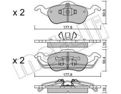 Комплект гальмівних колодок (дискових) Metelli 22-0291-0