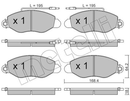 Комплект гальмівних колодок (дискових) Metelli 22-0536-1