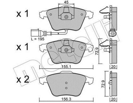 Комплект гальмівних колодок (дискових) Metelli 22-0549-4