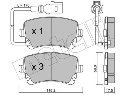 Комплект гальмівних колодок (дискових) Metelli 22-0554-0 (фото 1)