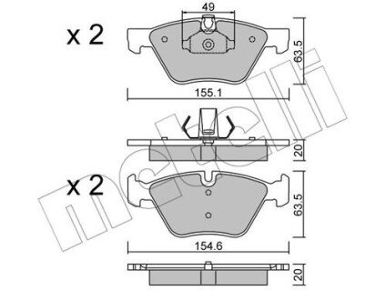 Комплект гальмівних колодок (дискових) Metelli 22-0557-0