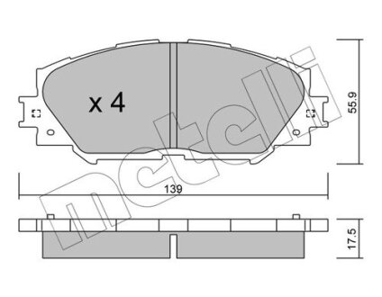 Комплект гальмівних колодок (дискових) Metelli 22-0747-0 (фото 1)