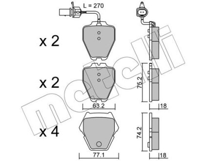 Комплект гальмівних колодок (дискових) Metelli 22-0774-1