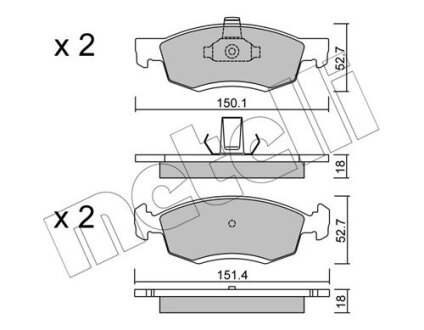 Комплект гальмівних колодок (дискових) Metelli 22-0802-0