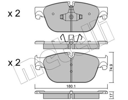 Комплект гальмівних колодок (дискових) Metelli 22-0854-0 (фото 1)