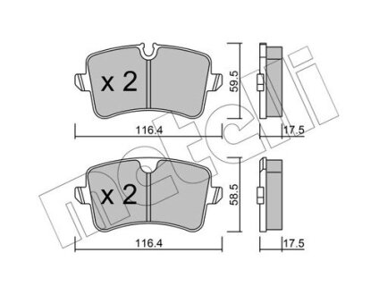 Комплект гальмівних колодок (дискових) Metelli 22-0955-0