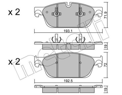 Комплект гальмівних колодок (дискових) Metelli 22-0967-0 (фото 1)