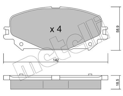 Комплект гальмівних колодок (дискових) Metelli 22-1176-0