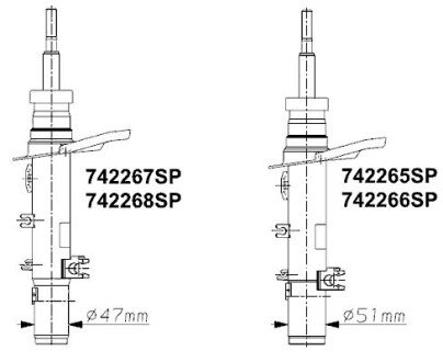 CITROEN амортизатор газ.Original передн. прав.C3 II 09- (47mm) MONROE 742267SP