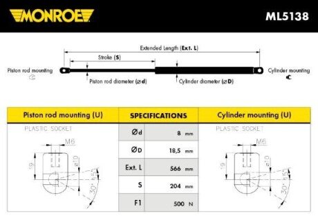 OPEL амортизатор багажника Astra G універсал MONROE ML5138