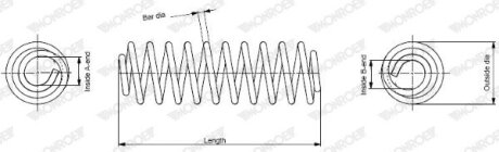 VW пружина передня L=352mm Passat,Audi A4,6 96- MONROE SP0142