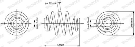 VW пружина задн.посилена! L=279mm T5 03- MONROE SP3411