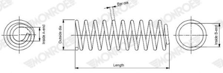 BMW пружина передня L=371mm 5 F10,F11 MONROE SP4111