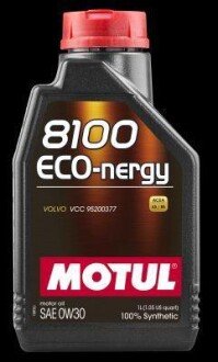 1л 8100 Eco-nergy 0W-30 Олива синтетична A5/B5, SP, BMW LL-01 FE, MB-APPROVAL 229.6, VOLVO VCC 95200377 MOTUL 102793