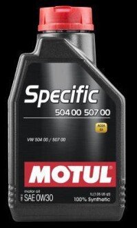 1л Specific 504 00 507 00 0W-30 Олива синтетична C3, PORSCHE C30, VW 504 00 507 00 MOTUL 107049