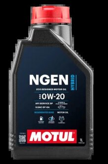 1л NGEN Hybrid 0W-20 Олива синтетична SP-RC HONDA, KIA, NISSAN, TOYOTA MOTUL 111898