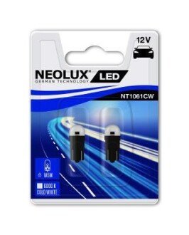 Автолампа W5W W2,1x9,5d 0,5 W белая NEOLUX NT1061CW02B