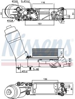 Радіатор масляний з корпусом масляного фільтра NISSENS 91335 (фото 1)