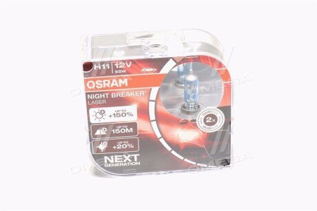 Автолампа Night Breaker Laser H11 PGJ19-2 55 W прозрачно-голубая OSRAM 64211NLHCB