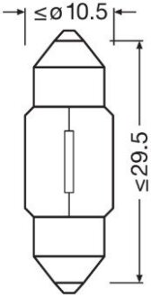 Автолампа 10W 12V SV8,5-8 (к/т 2 шт) OSRAM 6438-2BL