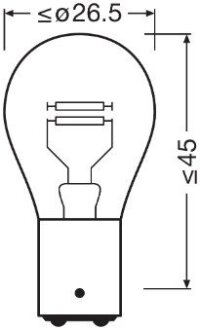 Автолампа 21/5W 12V BAY15D (к/т 2 шт) OSRAM 7528-2BL