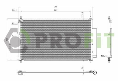 Конденсер кондиціонера PROFIT 1770-0207