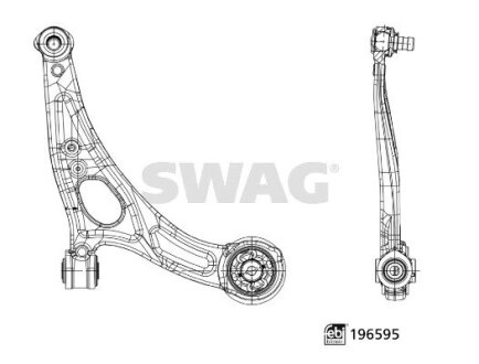 Важіль підвіски з сайлентблоком і кульовою опорою SWAG 33112260