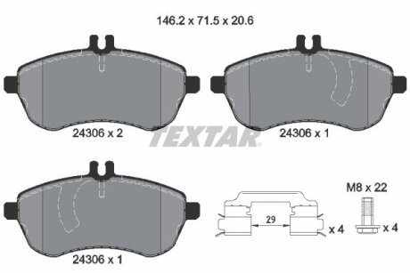 Комплект гальмівних колодок TEXTAR 2430602 (фото 1)