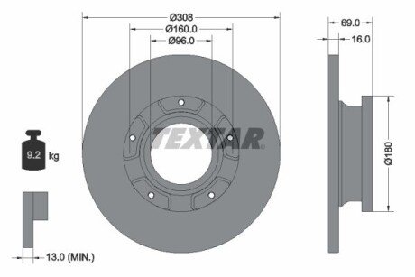 Диск гальмівний TEXTAR 92292603