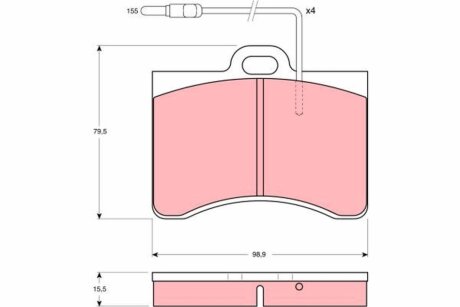 Комплект гальмівних колодок, дискове гальмо TRW GDB165